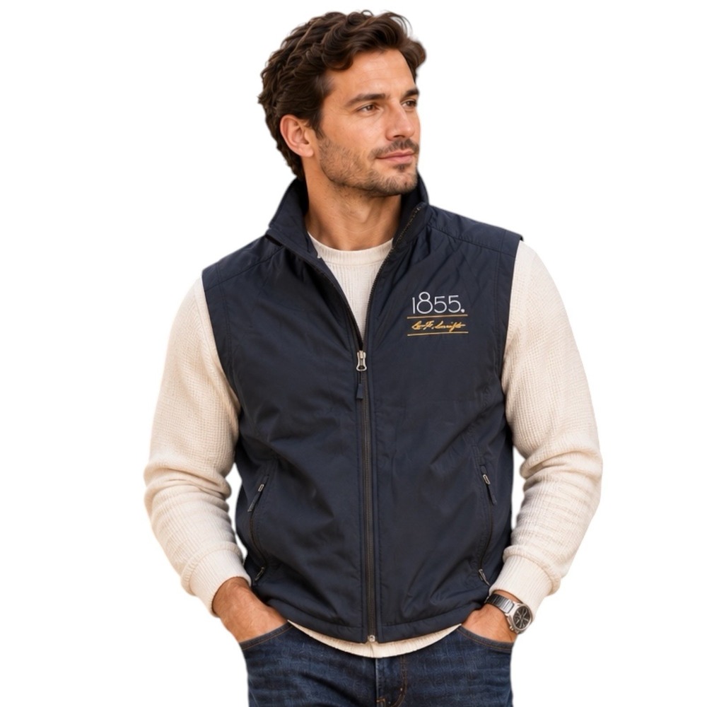 Port Authority Men's L Black Fleece Lined Vest 1855 Embroidered Full Zip